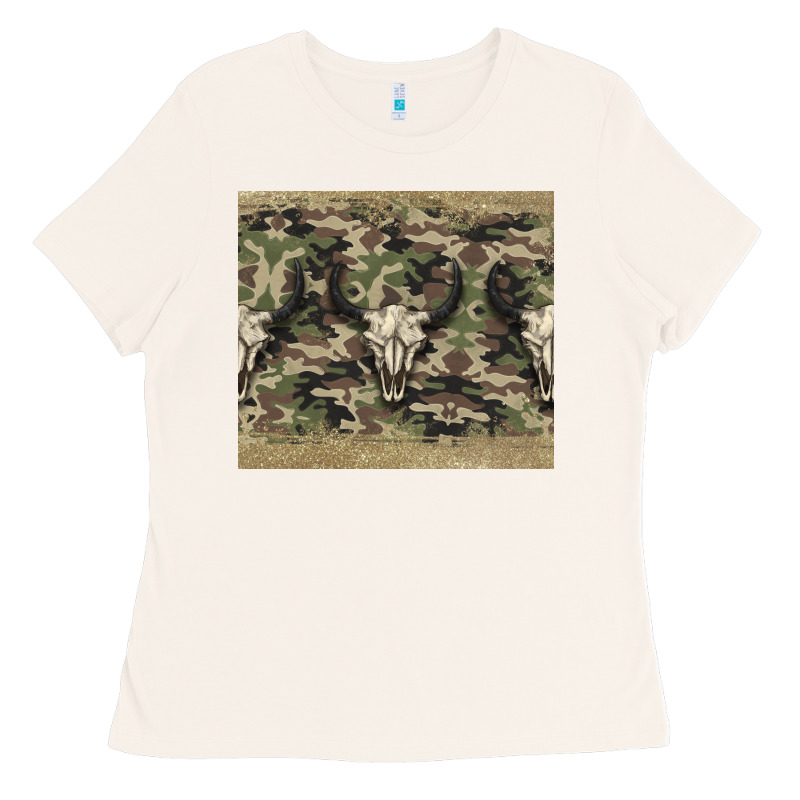 Camouflage Bull Skull Ladies Tee by Jasminsmagicworld | Teevron
