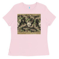 Bubblegum Pink camouflage bull skull Ladies Tee - Jasminsmagicworld