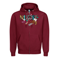 Burgundy Nurse on duty Zipper Hoodie - CowGirlArtShop