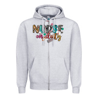 Heather Grey Nurse on duty Zipper Hoodie - CowGirlArtShop