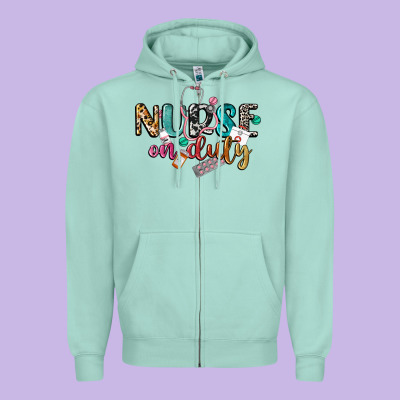 Nurse On Duty Zipper Hoodie Designed By Cowgirlartshop
