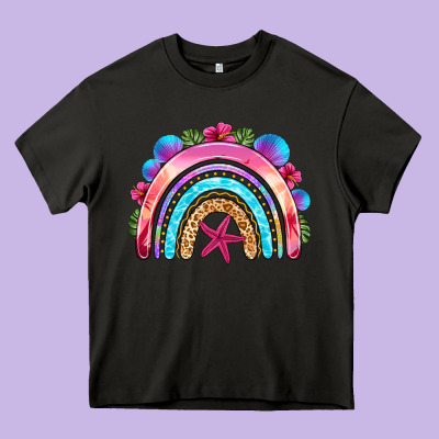 Summer Rainbow Heavy Core Tee Designed By Nancycooperartshop