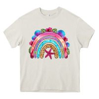 Cream summer rainbow Heavy Core Tee - NancyCooperArtShop