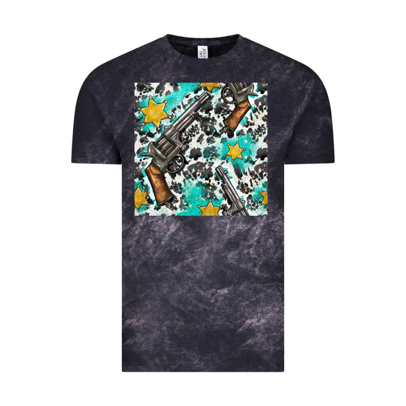 Western Gun And Sheriff Stars With Cowhide Seamless Pattern Vintage Tee by BundleAndBundleShop | Teevron