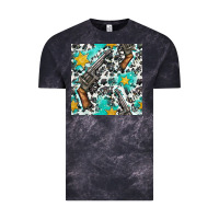 Cloud Black Western Gun And Sheriff Stars With Cowhide Seamless Pattern Vintage Tee - BundleAndBundleShop