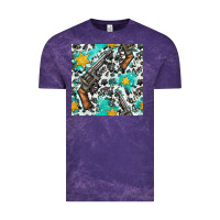 Cloud Purple Western Gun And Sheriff Stars With Cowhide Seamless Pattern Vintage Tee - BundleAndBundleShop