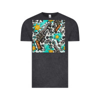 Vintage Black Western Gun And Sheriff Stars With Cowhide Seamless Pattern Vintage Tee - BundleAndBundleShop