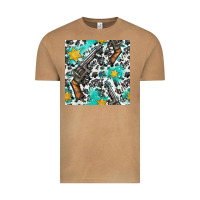 Vintage Camel Western Gun And Sheriff Stars With Cowhide Seamless Pattern Vintage Tee - BundleAndBundleShop