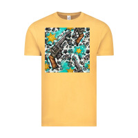 Vintage Mustard Western Gun And Sheriff Stars With Cowhide Seamless Pattern Vintage Tee - BundleAndBundleShop