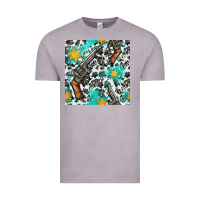 Vintage Zinc Western Gun And Sheriff Stars With Cowhide Seamless Pattern Vintage Tee - BundleAndBundleShop
