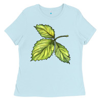 Baby Blue green leaf Ladies Tee - BarkalooDesign