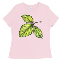Bubblegum Pink green leaf Ladies Tee - BarkalooDesign