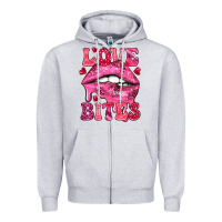 Heather Grey Love bites Valentine's Day Zipper Hoodie - HowdyJamesFarm