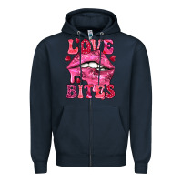 Navy Love bites Valentine's Day Zipper Hoodie - HowdyJamesFarm