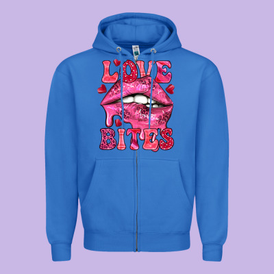 Love Bites Valentine's Day Zipper Hoodie Designed By Howdyjamesfarm