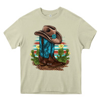 Mossy western boots and hat cactus leopard serape pattern Heavy Core Tee - BarkalooDesign