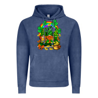 Vintage Denim st. patricks gnomes truck with rainbow Vintage Hoodie - BundleAndBundleShop