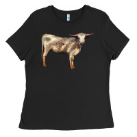 Black Texas Longhorn Heifer Ladies Tee - LillyAllenDesigns