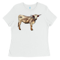 White Texas Longhorn Heifer Ladies Tee - LillyAllenDesigns