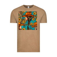 Vintage Coffee Western Girl Hair Clasp And Sunflower With Leopard And Glitter Seamles Vintage Tee - BundleAndBundleShop