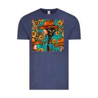 Vintage Denim Western Girl Hair Clasp And Sunflower With Leopard And Glitter Seamles Vintage Tee - BundleAndBundleShop