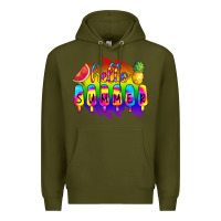 Army Green Hello Summer Tie Dye Premium Hoodie - CowCowDesign