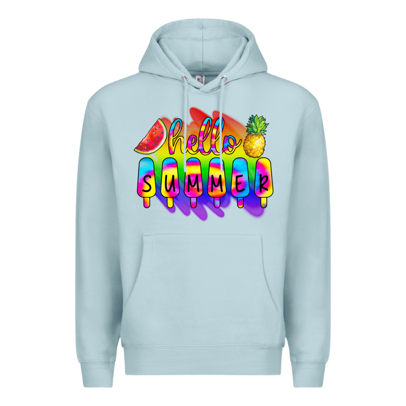 Hello Summer Tie Dye Premium Hoodie by CowCowDesign | Teevron