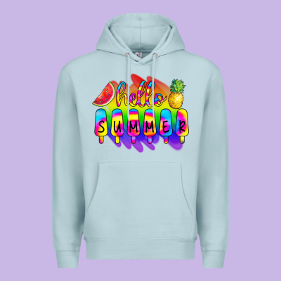 Hello Summer Tie Dye Premium Hoodie Designed By Cowcowdesign