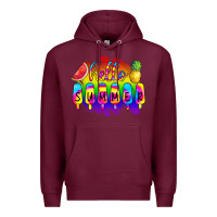 Burgundy Hello Summer Tie Dye Premium Hoodie - CowCowDesign