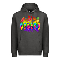 Charcoal Heather Hello Summer Tie Dye Premium Hoodie - CowCowDesign