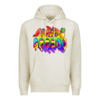 Oatmeal Heather Hello Summer Tie Dye Premium Hoodie - CowCowDesign