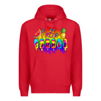 Red Hello Summer Tie Dye Premium Hoodie - CowCowDesign