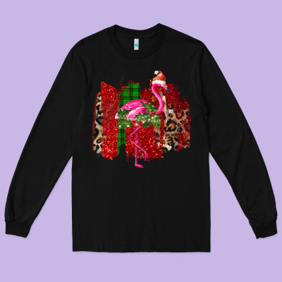 Christmas Flamingo Long Sleeve Tee Designed By Bettercallsaul