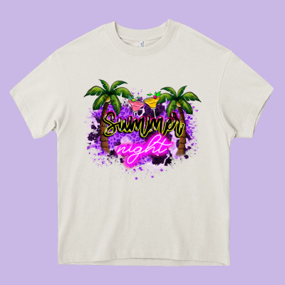 Summer Night Heavy Core Tee Designed By Nancycooperartshop