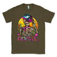 Army Green Cowgirl Skeleton With Landscape Classic Tee - BundleAndBundleShop