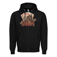 Black Long live cowboys cards Zipper Hoodie - HowdyJamesFarm
