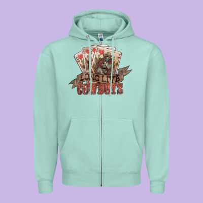 Long Live Cowboys Cards Zipper Hoodie Designed By Howdyjamesfarm