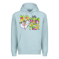 Blue Mist Hello Summer Unicorn Premium Hoodie - CowCowDesign