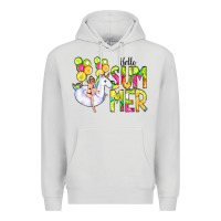 Dove Grey Hello Summer Unicorn Premium Hoodie - CowCowDesign