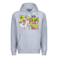 Heather Grey Hello Summer Unicorn Premium Hoodie - CowCowDesign