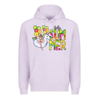 Lilac Hello Summer Unicorn Premium Hoodie - CowCowDesign