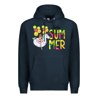Navy Hello Summer Unicorn Premium Hoodie - CowCowDesign