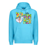 Ocean Blue Hello Summer Unicorn Premium Hoodie - CowCowDesign