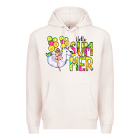 Pale Pink Hello Summer Unicorn Premium Hoodie - CowCowDesign