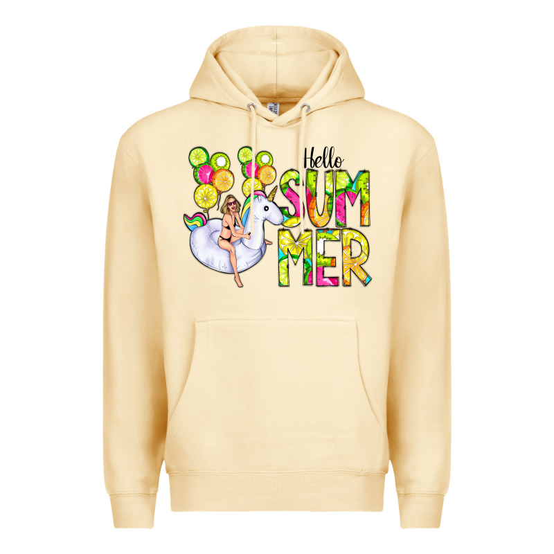 Hello Summer Unicorn Premium Hoodie by CowCowDesign | Teevron
