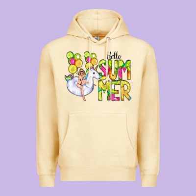 Hello Summer Unicorn Premium Hoodie Designed By Cowcowdesign