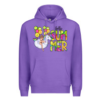 Purple Hello Summer Unicorn Premium Hoodie - CowCowDesign