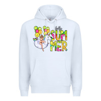 White Hello Summer Unicorn Premium Hoodie - CowCowDesign