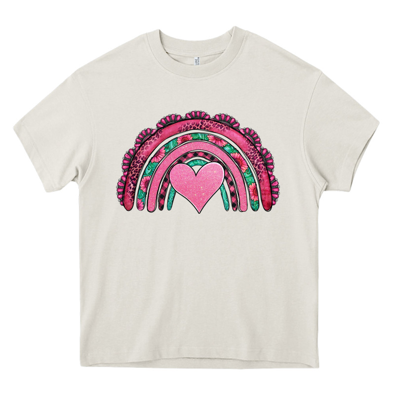 Valentines Day Pink Gemstones Rainbow Heavy Core Tee by Jasminsmagicworld | Teevron