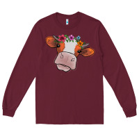 Burgundy Cow With Flowers Long Sleeve Tee - Bettercallsaul